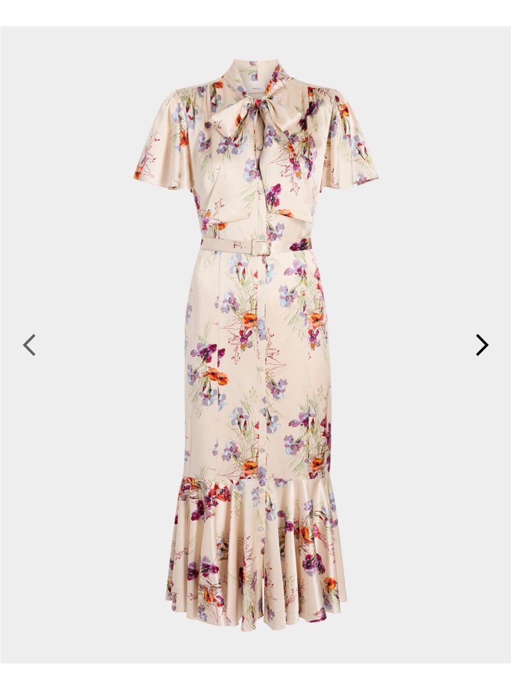 Cinq a Sept Willow Satin Iris Bouquet Dress with belted waist